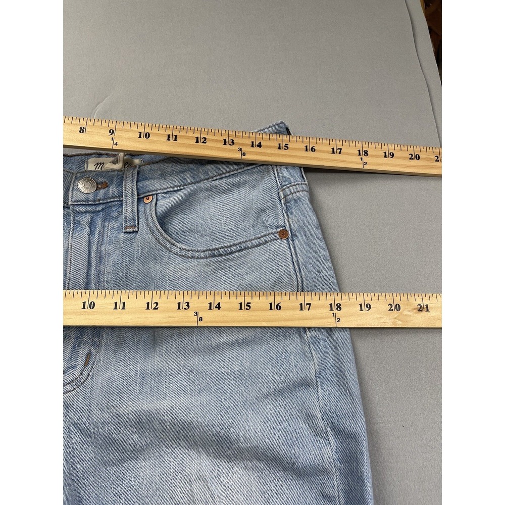Madewell Womens Jeans 28 High Rise Slim Crop BoyJean Distressed Light Wash Blue - Picture 7 of 9